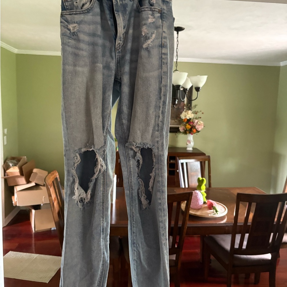 Distressed Blue Jeans
